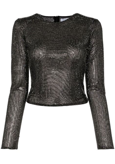 Black rhinestone T-shirt tulle insert Giuseppe Di Morabito - women GIUSEPPE DI MORABITO | 03PFTO274FC0321299